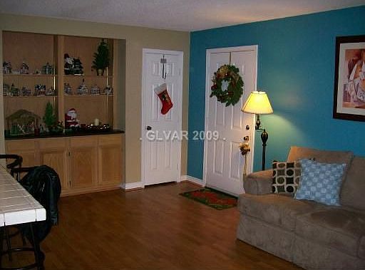 Nice Living Room with built in bookshelves.