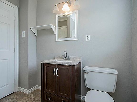 newly updated bathroom with new sink and cabinet