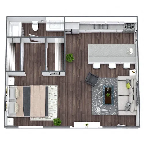 Floor plan S1: 0 Bed 1 Bath