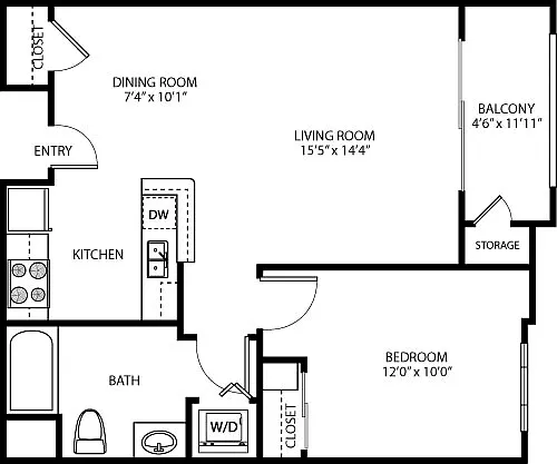 Floor plan 1X1 C