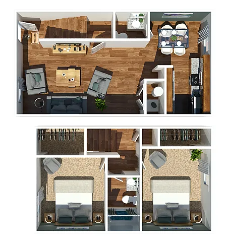 Floor plan Two Bedroom Townhome