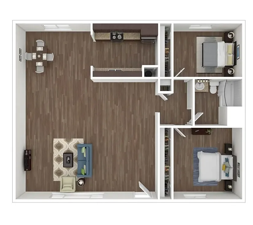 Floor plan 2 Bedroom 1 Bath