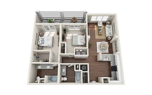 Floor plan B2 - The Wappoo - Two Bedroom, Two Bathroom