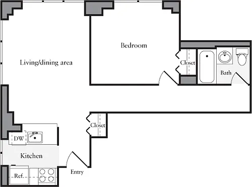 Floor plan 1 Bedroom D1