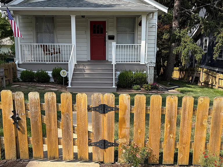 Fenced in front yard.