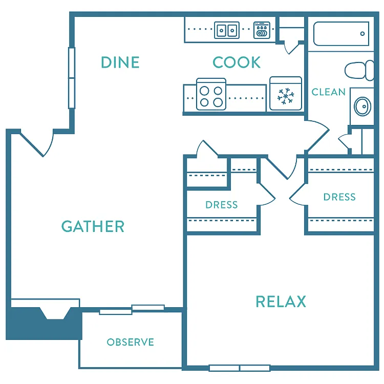 Floor plan 1 Bed 1 Bath A