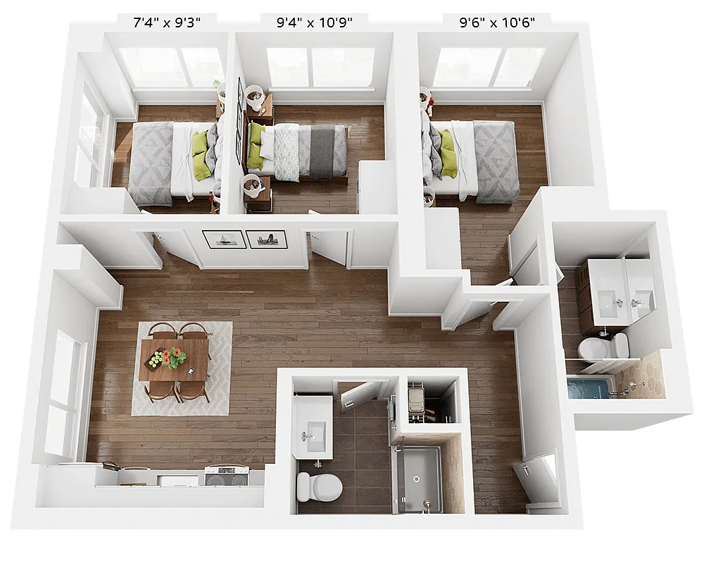 Floor plan Three Bedroom C2E