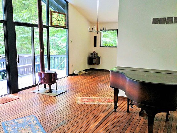 Living room into dining room.