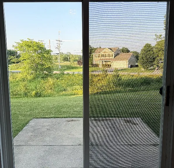 Rear patio door and back yard