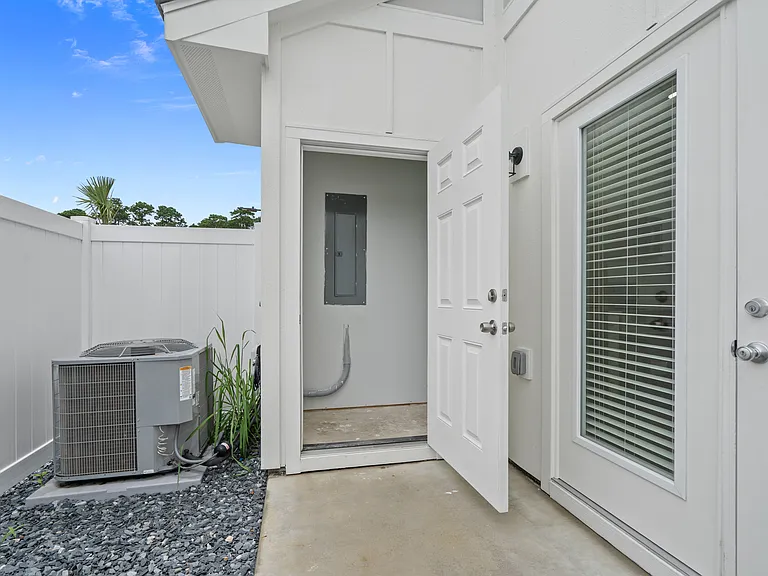 Storage area in the back. You must keep the electric panel uncovered and the door locked. Landlords will store some tools and cleaning supplies in this area, but the renter will have access too.