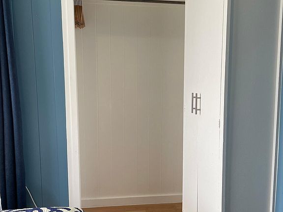 Bedroom one two closets view from bedroom door