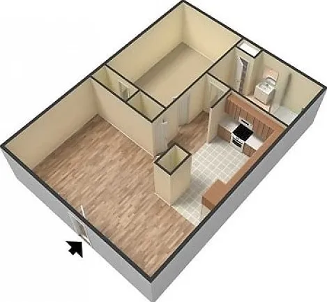 Lombard 1 bedroom 3D Floor plan Lombard 1 bedroom 3D Floor plan