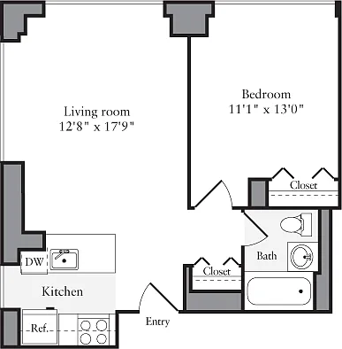 Floor plan 1 Bedroom B
