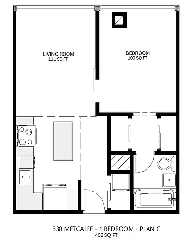 Floor plan 330 Metcalfe - 1 Bed Plan C