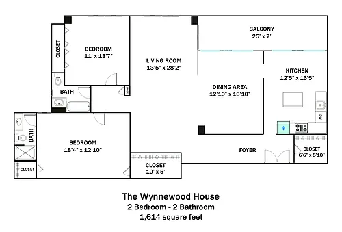 Floor plan 2 Bedroom 2 Bath