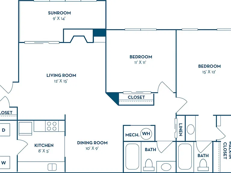 2 Bedroom | 2 Bath | 1075 SF 2 Bedroom | 2 Bath | 1075 SF