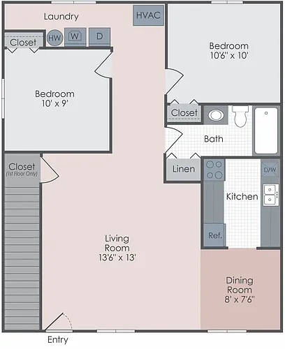 Floor plan The Golden - 2 Bed 1 Bath - C