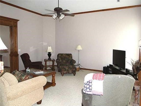 Living area with beautiful trim work.