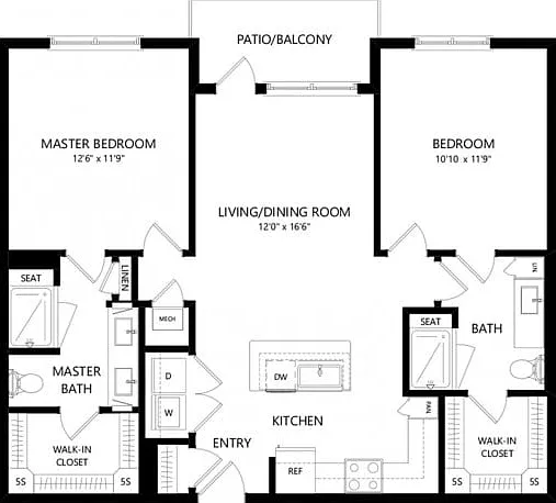 Floor plans are artist's rendering. All dimensions are approximate. Actual product and specifications may vary in dimension or detail. Not all features are available in every apartment. Prices and availability are subject to change. Floor plans are artist