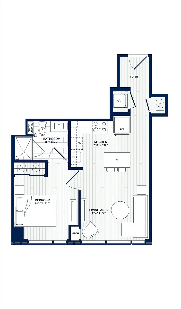 Floor plan 1 Bed/1 Bath-D8