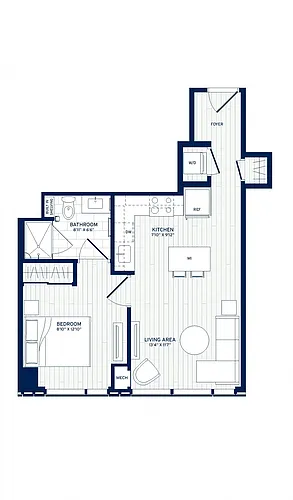 Floor plan 1 Bed/1 Bath-D8