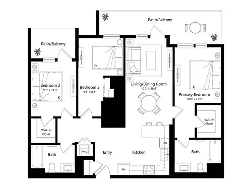Floor plan B3A - 3 Bed 2 Bath