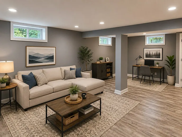 Basement - Family/Fun Room - virtually staged