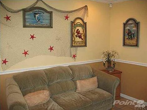 Den with built in cabinet for TV, Chair Rail, Tile & More
