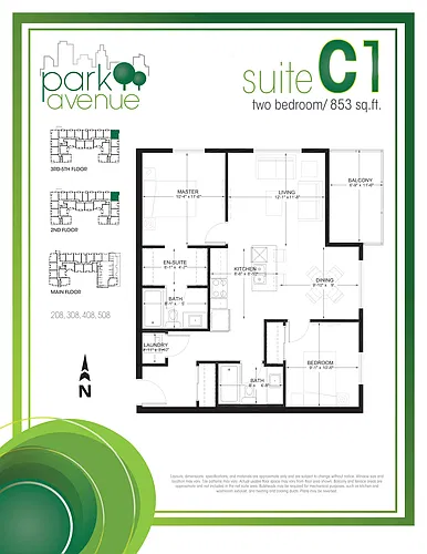 Floor plan 2 Bed 2 Bath - C1