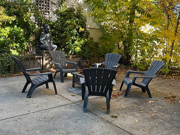 Backyard patio with fire pit