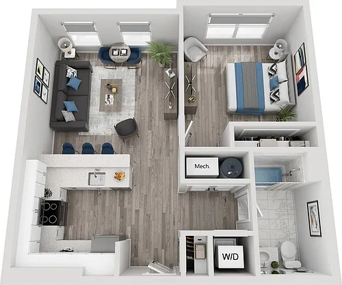 Floor plan 1 Bed, 1 Bath LG