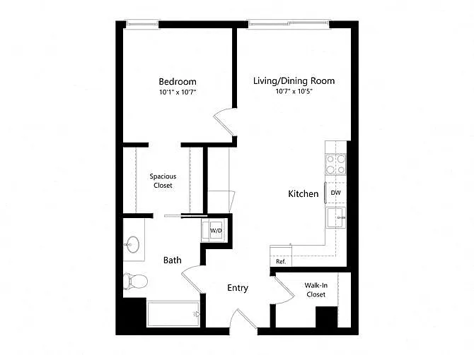 Floor plan 1BR-B