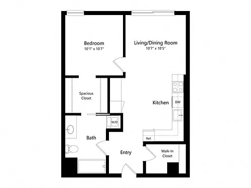 Floor plan 1BR-B