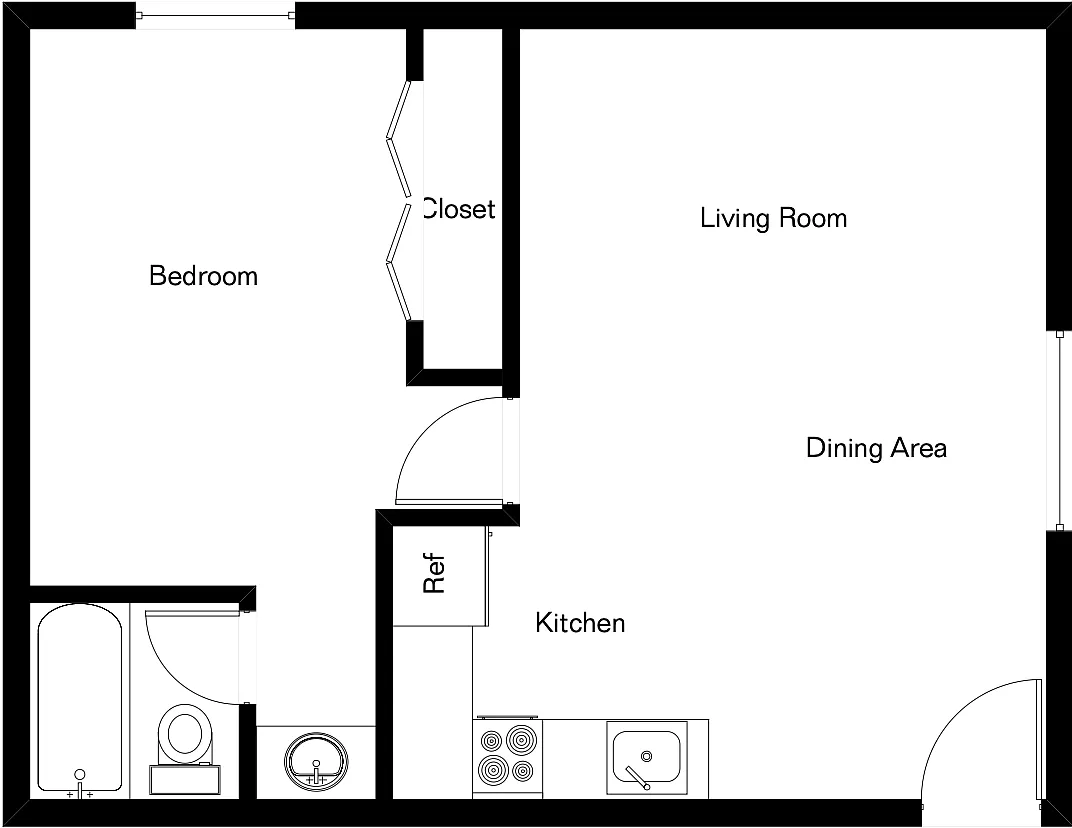 Floor plan 1 Bedroom 1 Bath