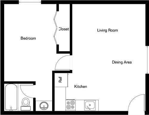 Floor plan 1 Bedroom 1 Bath