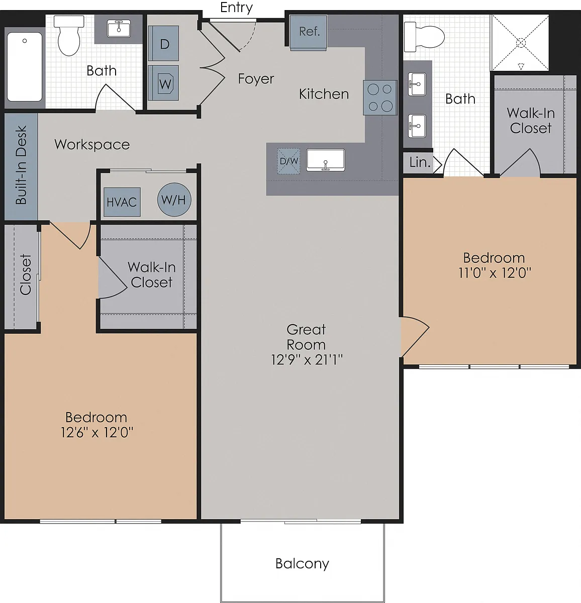 Floor plan C2 Two Bedroom