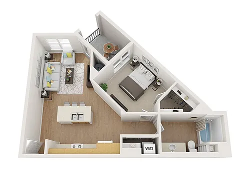 Floor plan A1: 1 Bed 1 Bath