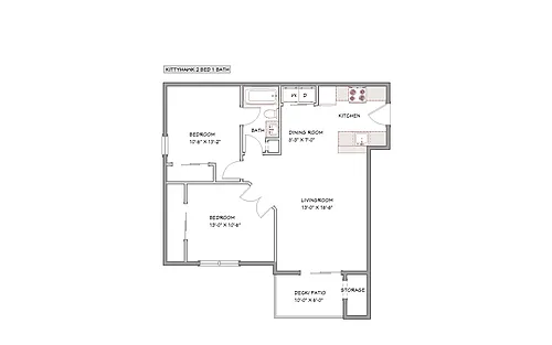Floor plan 2 Bedroom 1 Bath