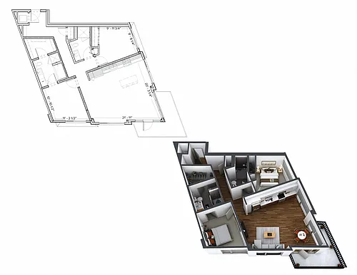Floor plan 2 Bedroom C1