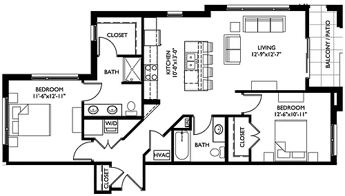 Floor plan 2 Bedroom Plans