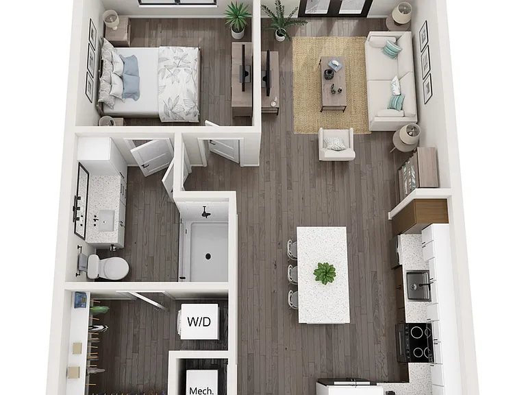 722 SF 1-Bed / 1-Bath apartment. 722 SF 1-Bed / 1-Bath apartment.