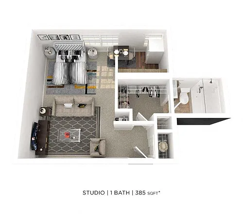 Floor plan Studio - 385 sqft