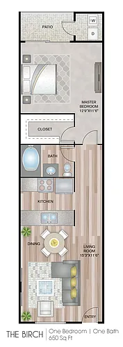 Floor plan The Birch with Washer & Dryer