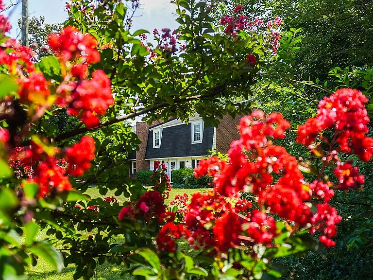 Lush landscaping and beautiful flowers make Mordecai a relaxing retreat.