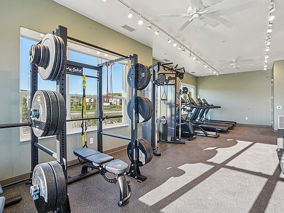 Weight bench and free weights available