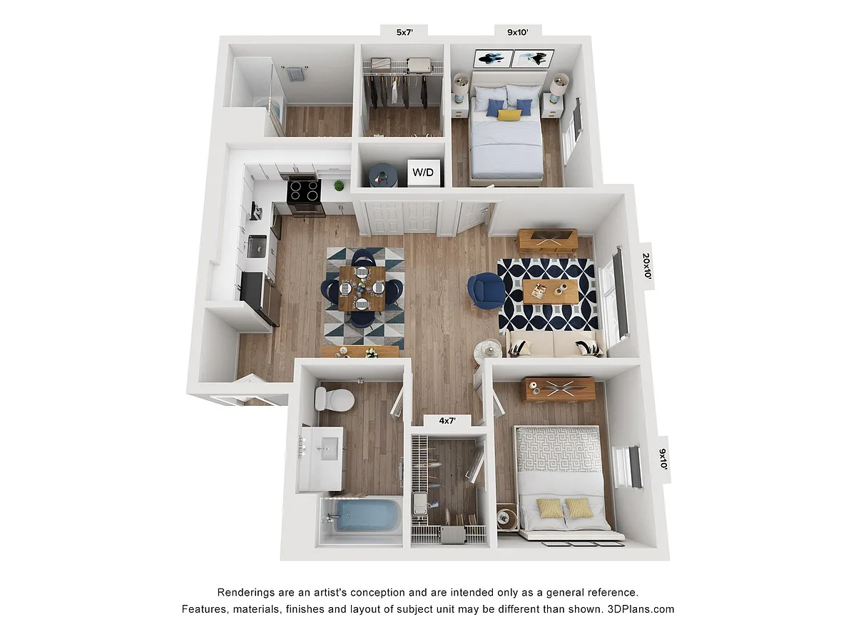 Floor plan Rockwood: 2 Bedroom with Walk-in Closet