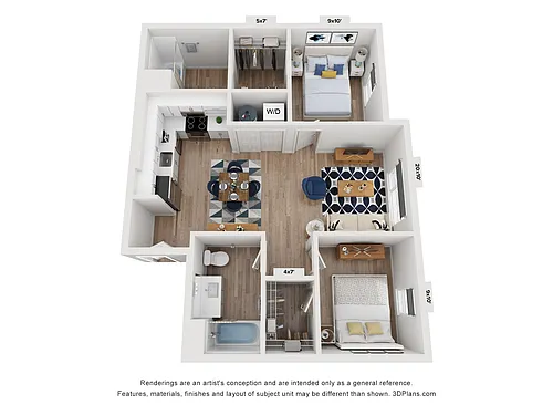 Floor plan Rockwood: 2 Bedroom with Walk-in Closet
