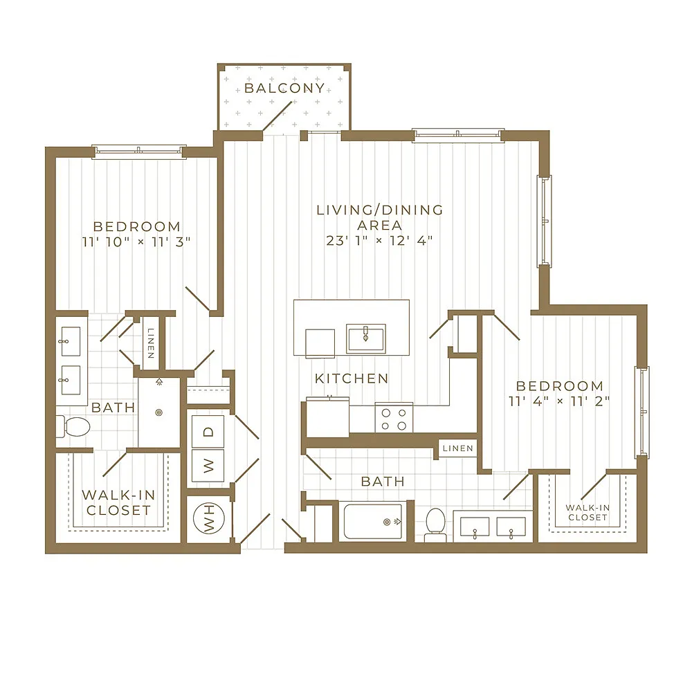 Floor plan B3: 2 Bed 2 Bath