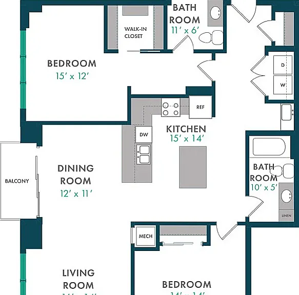 Floor Plan W2 | Domain | Apartments in Madison, WI Floor Plan W2 | Domain | Apartments in Madison, WI