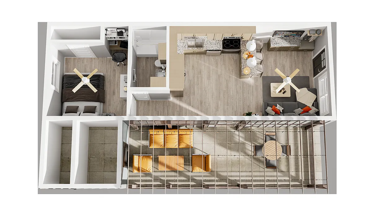 Floor plan 1 BR without Patio